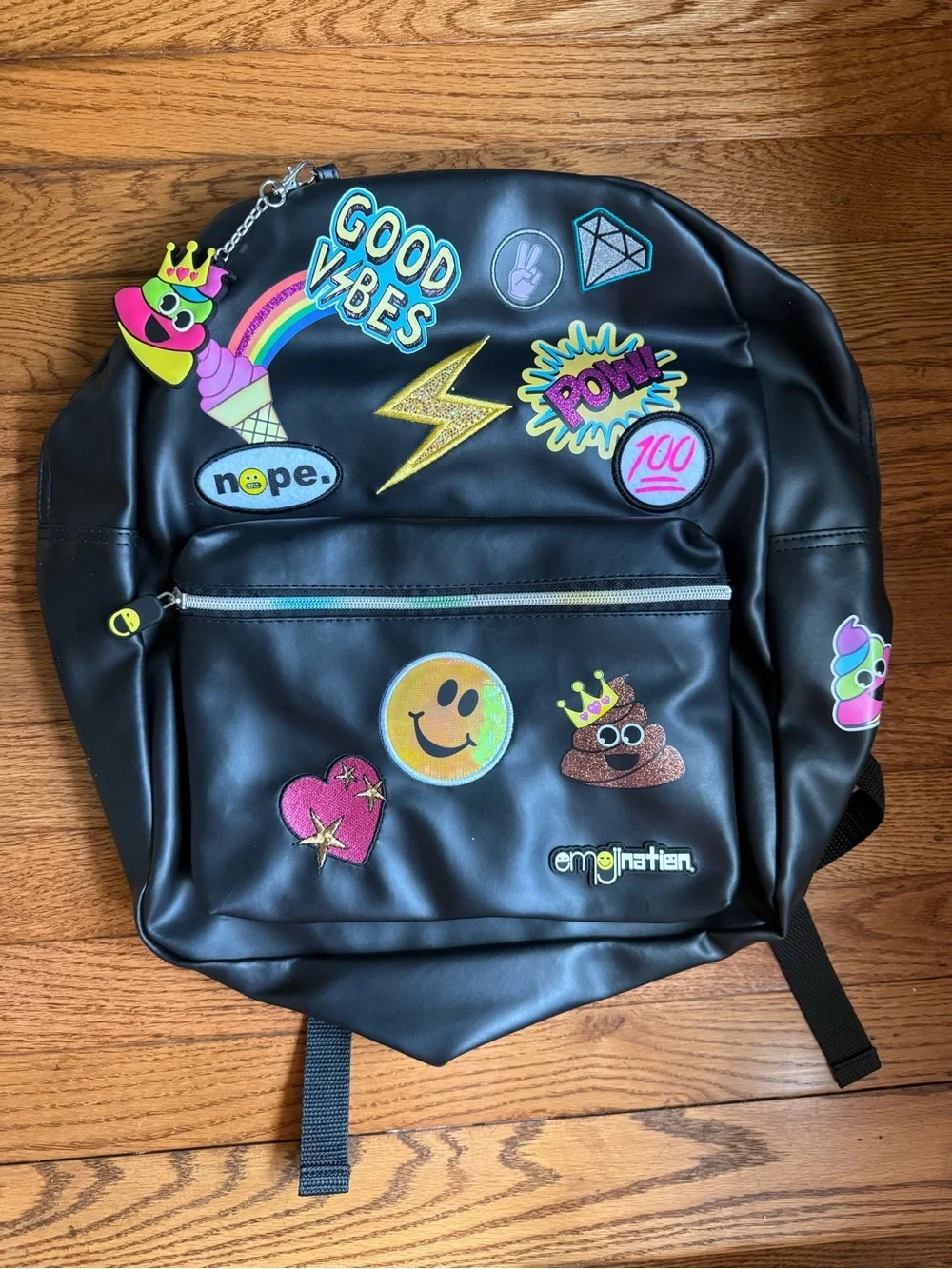 Kids Black Patch Backpack - Good Vibes